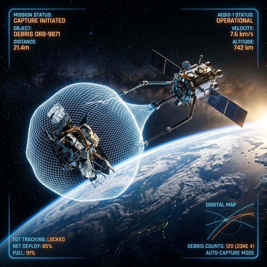 Orbital debris capture capture net
